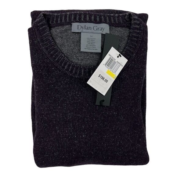 New Dylan Gray Classic Men US M Purple Grey Crew Neck Sweatshirt Cashmere - Picture 4 of 10